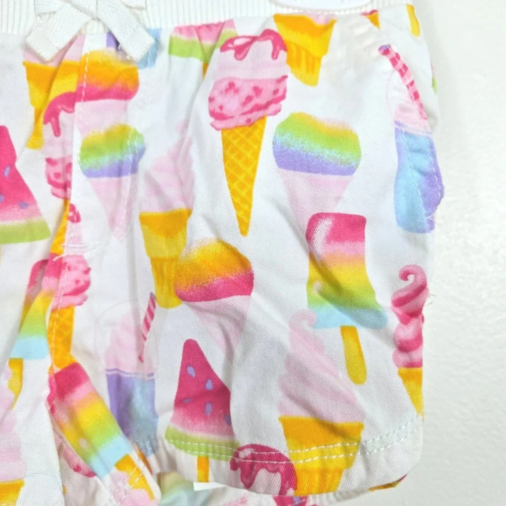 Childrens Place Girls White Rainbow Ice Cream Summer Shorts 3T‎ NEW Whimsical